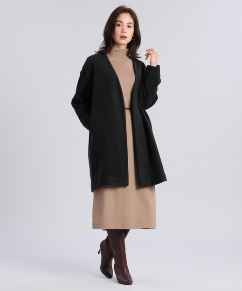 INED（イネド）の「ウールジャージドッキングワンピース（ワンピース・レディース・キャメル/ブラック・9号）」の16枚目の写真