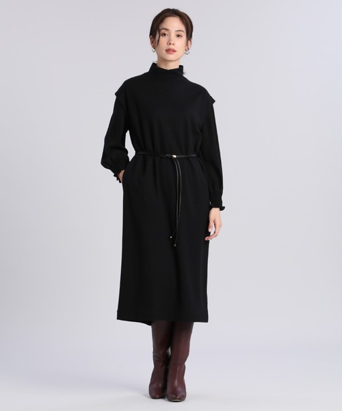 INED（イネド）の「ウールジャージドッキングワンピース（ワンピース・レディース・キャメル/ブラック・9号）」の17枚目の写真