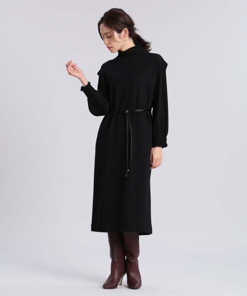 INED（イネド）の「ウールジャージドッキングワンピース（ワンピース・レディース・キャメル/ブラック・9号）」の18枚目の写真
