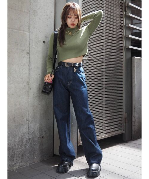 EVRIS（エヴリス）の「タートルショートリブニットトップス（ニット/セーター・レディース・ホワイト/ブラック/パープル/カーキ・FREE）」の21枚目の写真