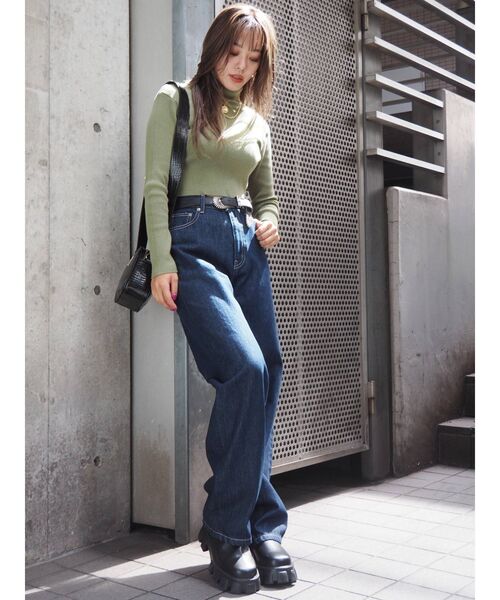 EVRIS（エヴリス）の「タートルショートリブニットトップス（ニット/セーター・レディース・ホワイト/ブラック/パープル/カーキ・FREE）」の20枚目の写真