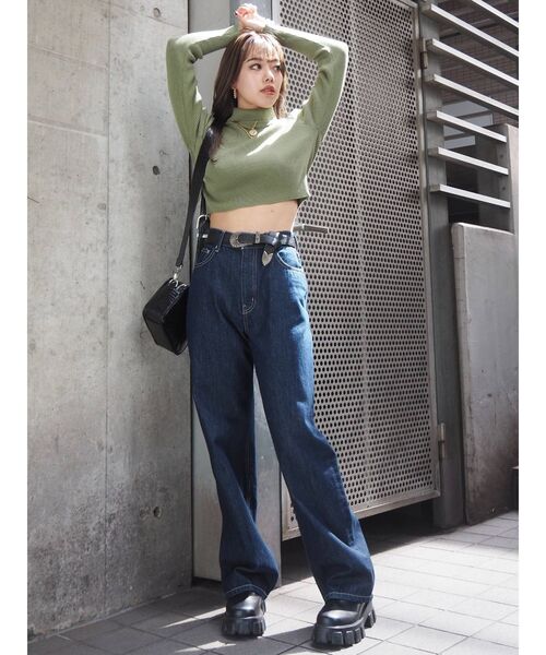 EVRIS（エヴリス）の「タートルショートリブニットトップス（ニット/セーター・レディース・ホワイト/ブラック/パープル/カーキ・FREE）」の19枚目の写真