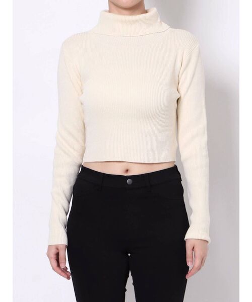 EVRIS（エヴリス）の「タートルショートリブニットトップス（ニット/セーター・レディース・ホワイト/ブラック/パープル/カーキ・FREE）」の16枚目の写真