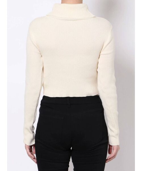 EVRIS（エヴリス）の「タートルショートリブニットトップス（ニット/セーター・レディース・ホワイト/ブラック/パープル/カーキ・FREE）」の14枚目の写真