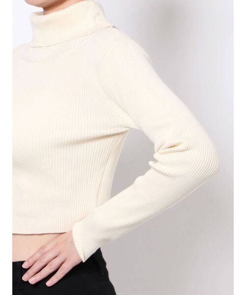 EVRIS（エヴリス）の「タートルショートリブニットトップス（ニット/セーター・レディース・ホワイト/ブラック/パープル/カーキ・FREE）」の12枚目の写真