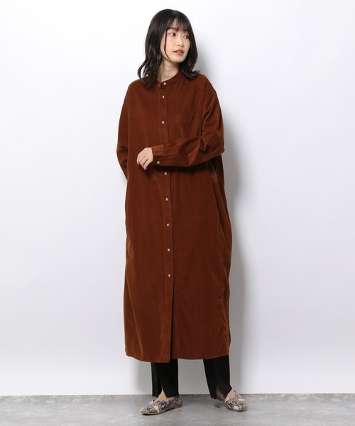 セール】コーデュロイノーカラーワンピース / 218788（シャツ