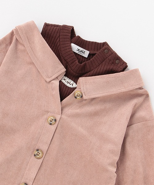 X-girl Stages（エックスガールステージス）の「肩開きシャツワンピース（シャツワンピース・キッズ・ベージュ/ライトピンク・90cm/110cm/100cm/120cm/130cm/140cm）」の6枚目の写真