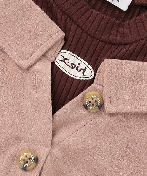 X-girl Stages（エックスガールステージス）の「肩開きシャツワンピース（シャツワンピース・キッズ・ベージュ/ライトピンク・90cm/110cm/100cm/120cm/130cm/140cm）」の8枚目の写真