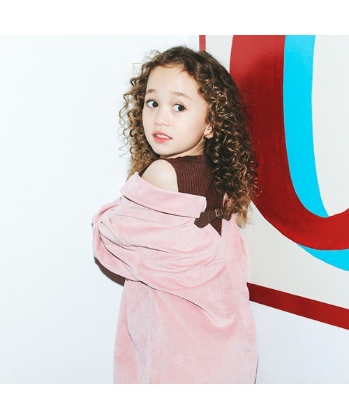 X-girl Stages（エックスガールステージス）の「肩開きシャツワンピース（シャツワンピース・キッズ・ベージュ/ライトピンク・90cm/110cm/100cm/120cm/130cm/140cm）」の16枚目の写真