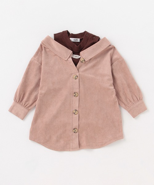 X-girl Stages（エックスガールステージス）の「肩開きシャツワンピース（シャツワンピース・キッズ・ベージュ/ライトピンク・90cm/110cm/100cm/120cm/130cm/140cm）」の13枚目の写真