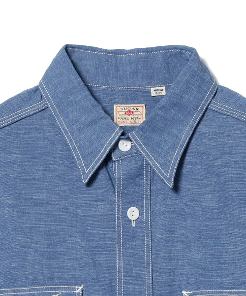 SUGAR CANE（シュガーケーン）の「SUGAR CANE / VAT DYE CHAMBRAY WORK SHIRT シャンブレーワークシャツ（シャツ/ブラウス・メンズ・ブルー・LARGE）」の3枚目の写真