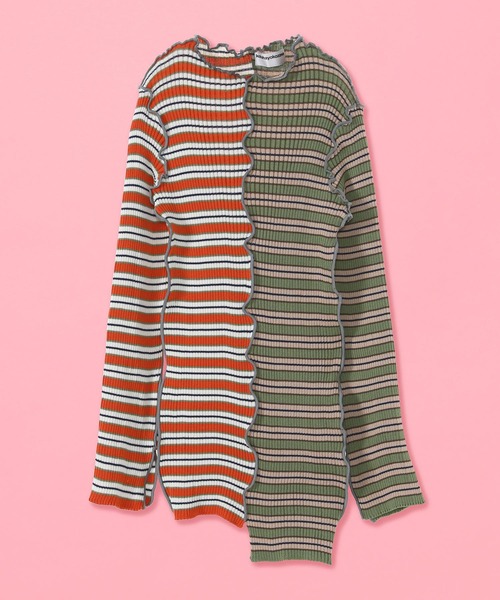 kotohayokozawa(コトハヨコザワ)の「kotohayokozawa CENTER CUTTING SEMI LONG RIB KNT KT21A-KNS02(ニット/セーター・レディース・グリーン/ブルー・FREE)」の2枚目の写真