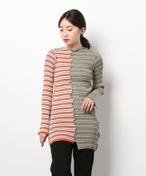 kotohayokozawa(コトハヨコザワ)の「kotohayokozawa CENTER CUTTING SEMI LONG RIB KNT KT21A-KNS02(ニット/セーター・レディース・グリーン/ブルー・FREE)」の7枚目の写真