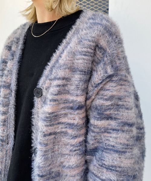 WHO'S WHO gallery(フーズフーギャラリー)の「カラーシャギーカーデ(カーディガン/ボレロ・レディース・ブラック/パープル/ピンク・FREE)」の6枚目の写真