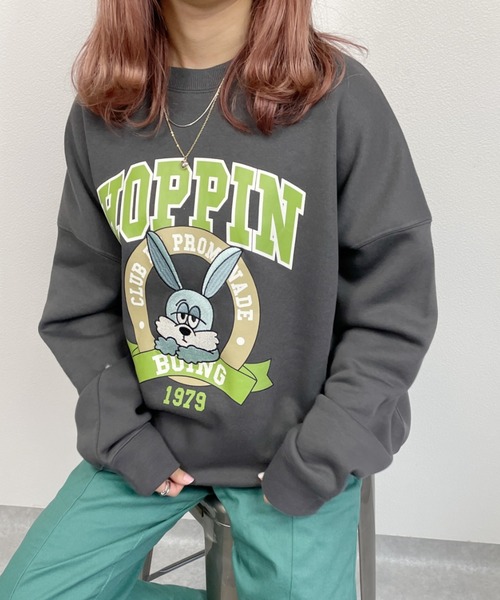 nemne store（ネンネストア）の「【スピンZOO×nemne】刺繍入り裏起毛スウェット（スウェット・レディース・ベージュ/ブルー/グリーン/オートミール/ホワイト系その他/スミクロ・MEDIUM/LARGE）」の4枚目の写真