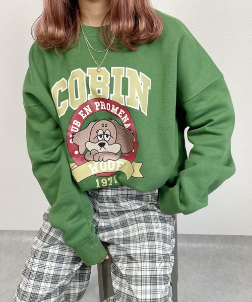 nemne store（ネンネストア）の「【スピンZOO×nemne】刺繍入り裏起毛スウェット（スウェット・レディース・ベージュ/ブルー/グリーン/オートミール/ホワイト系その他/スミクロ・MEDIUM/LARGE）」の2枚目の写真