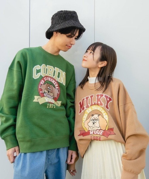 nemne store（ネンネストア）の「【スピンZOO×nemne】刺繍入り裏起毛スウェット（スウェット・レディース・ベージュ/ブルー/グリーン/オートミール/ホワイト系その他/スミクロ・MEDIUM/LARGE）」の8枚目の写真