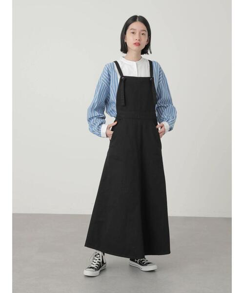 AMERICAN HOLIC（アメリカンホリック）の「綿ツイルジャンバースカート（ワンピース・レディース・ブラック・L/M）」の3枚目の写真