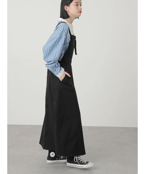 AMERICAN HOLIC（アメリカンホリック）の「綿ツイルジャンバースカート（ワンピース・レディース・ブラック・L/M）」の4枚目の写真