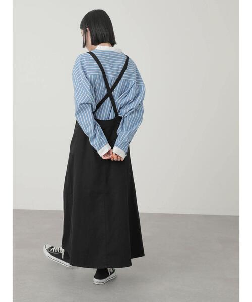 AMERICAN HOLIC（アメリカンホリック）の「綿ツイルジャンバースカート（ワンピース・レディース・ブラック・L/M）」の5枚目の写真