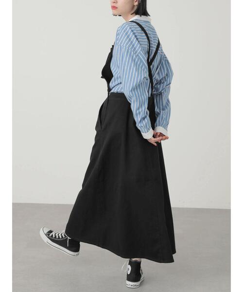 AMERICAN HOLIC（アメリカンホリック）の「綿ツイルジャンバースカート（ワンピース・レディース・ブラック・L/M）」の7枚目の写真