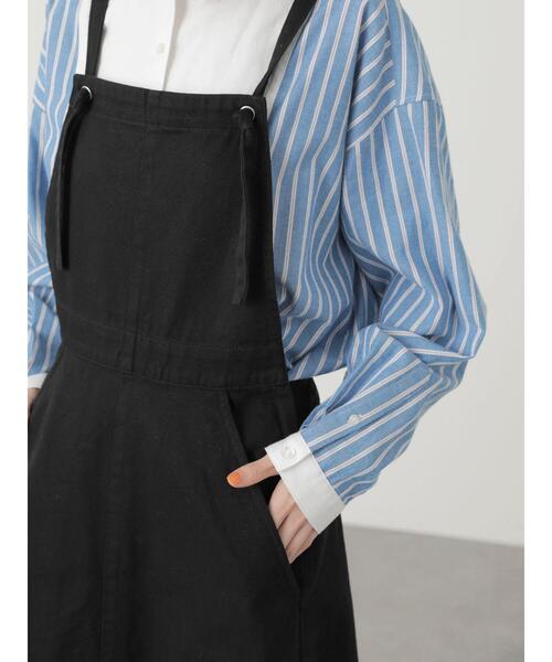 AMERICAN HOLIC（アメリカンホリック）の「綿ツイルジャンバースカート（ワンピース・レディース・ブラック・L/M）」の8枚目の写真