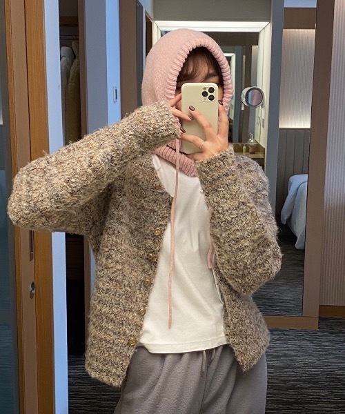 Didot.showroom（ディドット ショールーム）の「バラクラバフードウォーマー（ネックウォーマー/スヌード・レディース・ピンク/ベージュ/ブラウン/グリーン/アイボリー・FREE）」の14枚目の写真