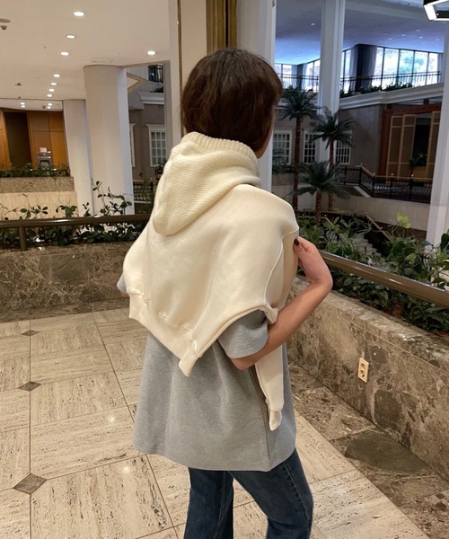 アダムエロペ バラクラバ　フード　グレー　ネックウォーマー sahara（サハラ）の「フードニットマフラー/バラクラバ/Hood