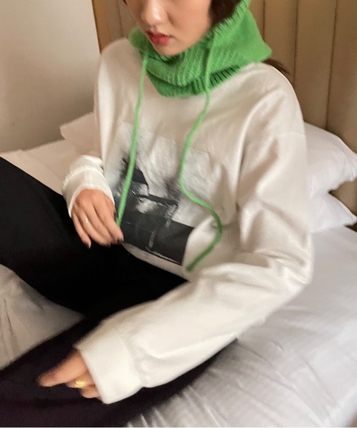 Didot.showroom（ディドット ショールーム）の「バラクラバフードウォーマー（ネックウォーマー/スヌード・レディース・ピンク/ベージュ/ブラウン/グリーン/アイボリー・FREE）」の7枚目の写真