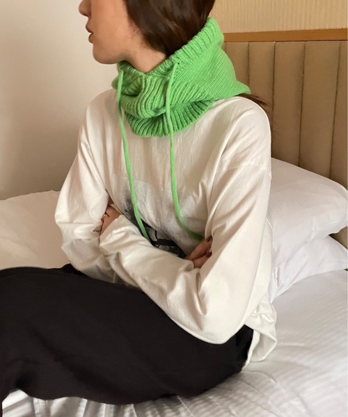 Didot.showroom（ディドット ショールーム）の「バラクラバフードウォーマー（ネックウォーマー/スヌード・レディース・ピンク/ベージュ/ブラウン/グリーン/アイボリー・FREE）」の6枚目の写真