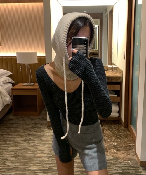 Didot.showroom（ディドット ショールーム）の「バラクラバフードウォーマー（ネックウォーマー/スヌード・レディース・ピンク/ベージュ/ブラウン/グリーン/アイボリー・FREE）」の17枚目の写真