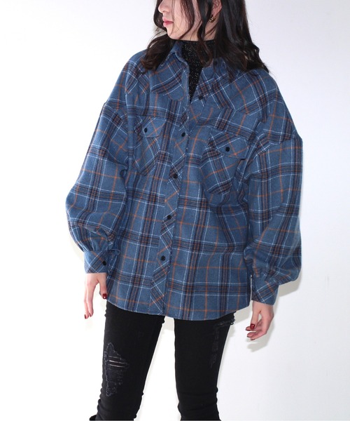 one way(ワンウェイ)の「【oneway Jeans】起毛チェックネルシャツ(シャツ/ブラウス・レディース・ベージュ/ブラック/イエロー/ライトブルー・FREE)」の3枚目の写真