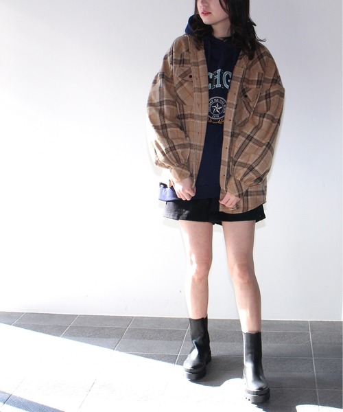 one way(ワンウェイ)の「【oneway Jeans】起毛チェックネルシャツ(シャツ/ブラウス・レディース・ベージュ/ブラック/イエロー/ライトブルー・FREE)」の10枚目の写真