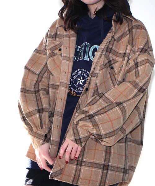 one way(ワンウェイ)の「【oneway Jeans】起毛チェックネルシャツ(シャツ/ブラウス・レディース・ベージュ/ブラック/イエロー/ライトブルー・FREE)」の8枚目の写真