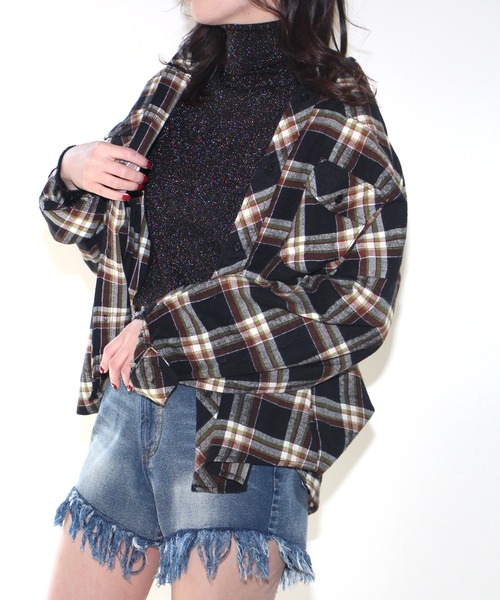 one way(ワンウェイ)の「【oneway Jeans】起毛チェックネルシャツ(シャツ/ブラウス・レディース・ベージュ/ブラック/イエロー/ライトブルー・FREE)」の6枚目の写真