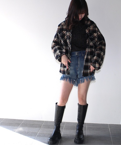 one way(ワンウェイ)の「【oneway Jeans】起毛チェックネルシャツ(シャツ/ブラウス・レディース・ベージュ/ブラック/イエロー/ライトブルー・FREE)」の11枚目の写真