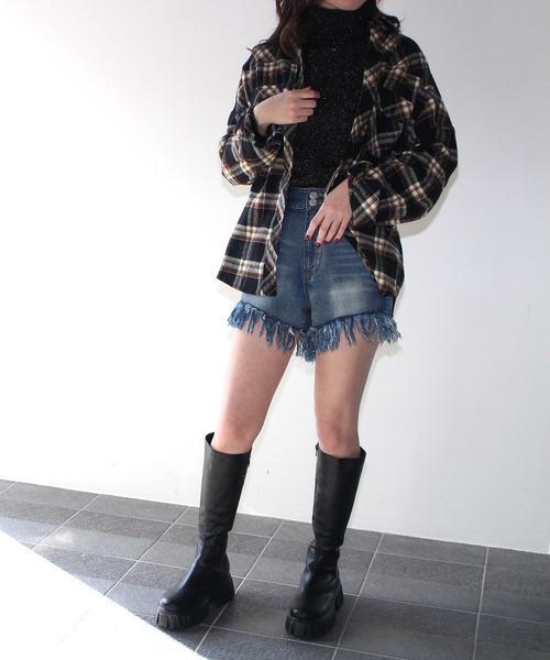 one way(ワンウェイ)の「【oneway Jeans】起毛チェックネルシャツ(シャツ/ブラウス・レディース・ベージュ/ブラック/イエロー/ライトブルー・FREE)」の20枚目の写真