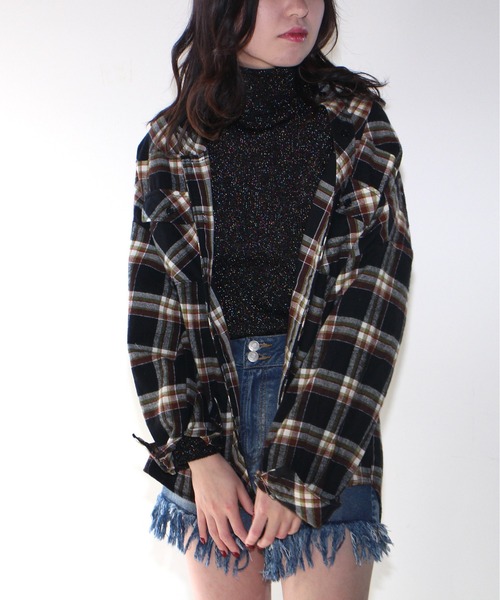 one way(ワンウェイ)の「【oneway Jeans】起毛チェックネルシャツ(シャツ/ブラウス・レディース・ベージュ/ブラック/イエロー/ライトブルー・FREE)」の14枚目の写真