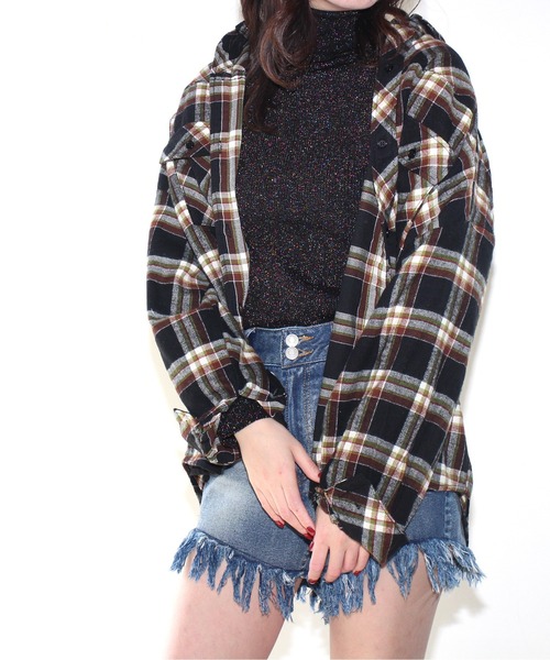 one way(ワンウェイ)の「【oneway Jeans】起毛チェックネルシャツ(シャツ/ブラウス・レディース・ベージュ/ブラック/イエロー/ライトブルー・FREE)」の17枚目の写真