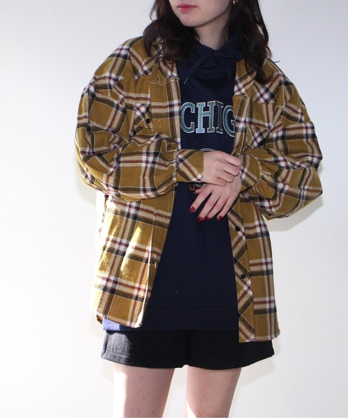 one way(ワンウェイ)の「【oneway Jeans】起毛チェックネルシャツ(シャツ/ブラウス・レディース・ベージュ/ブラック/イエロー/ライトブルー・FREE)」の18枚目の写真