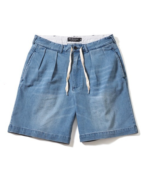 68&brothers（シックスティエイトアンドブラザーズ）の「Denim 2Tuck Basic Shorts（その他パンツ・メンズ・ブラック/インディゴブルー・MEDIUM/LARGE/X-LARGE）」の2枚目の写真