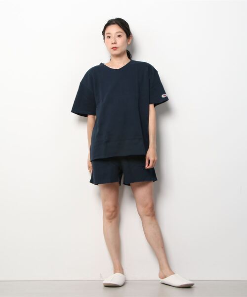 FRUIT OF THE LOOM(フルーツオブザルーム)の「【FRUIT OF THE LOOM/フルーツオブザルーム】FTL 裏毛カットオフ半袖上下セット(ルームウェア/パジャマ・レディース・ブラック/グレー/ネイビー・M/L)」の3枚目の写真