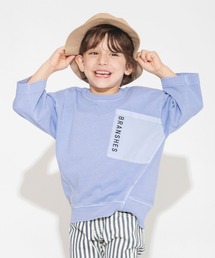 BRANSHES（ブランシェス）の「【ゆるシルエット】ポケット付きバックプリント8分袖Tシャツ（Tシャツ/カットソー）」