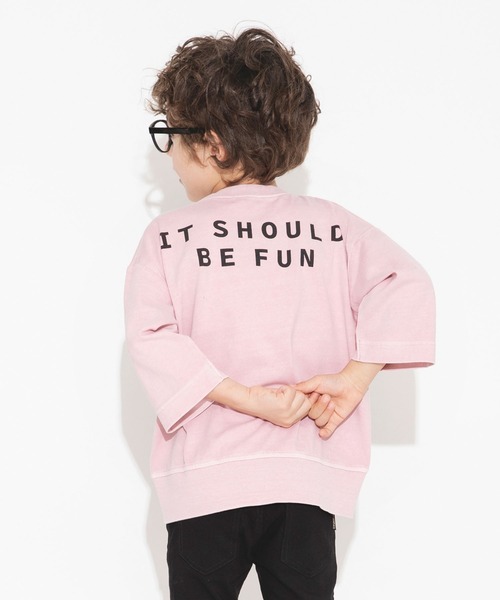 BRANSHES（ブランシェス）の「【ゆるシルエット】ポケット付きバックプリント8分袖Tシャツ（Tシャツ/カットソー・キッズ・サックスブルー/ライトグリーン/ピンク・90/100/110/120/130/140/150）」の3枚目の写真