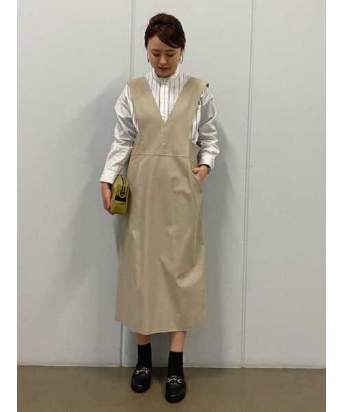 human woman（ヒューマンウーマン）の「◆ジャンパースカート（ワンピース・レディース・ベージュ/ブラック・MEDIUM）」の15枚目の写真