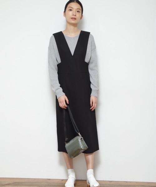 human woman（ヒューマンウーマン）の「◆ジャンパースカート（ワンピース・レディース・ベージュ/ブラック・MEDIUM）」の2枚目の写真
