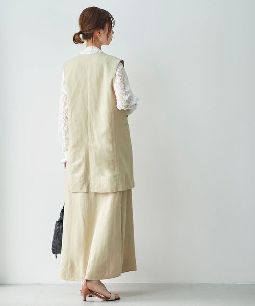 le.coeur blanc（ルクールブラン）の「麻ブレンドロングジレ（ベスト・レディース・ブラック/ベージュ・38）」の14枚目の写真