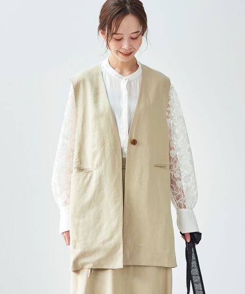 le.coeur blanc（ルクールブラン）の「麻ブレンドロングジレ（ベスト・レディース・ブラック/ベージュ・38）」の17枚目の写真