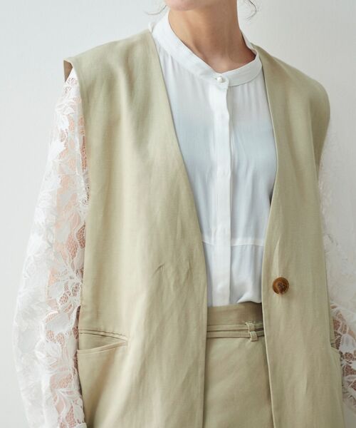 le.coeur blanc（ルクールブラン）の「麻ブレンドロングジレ（ベスト・レディース・ブラック/ベージュ・38）」の9枚目の写真