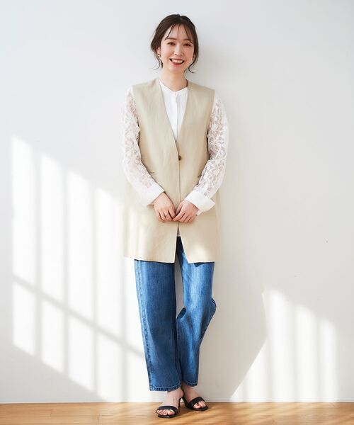 le.coeur blanc（ルクールブラン）の「麻ブレンドロングジレ（ベスト・レディース・ブラック/ベージュ・38）」の11枚目の写真